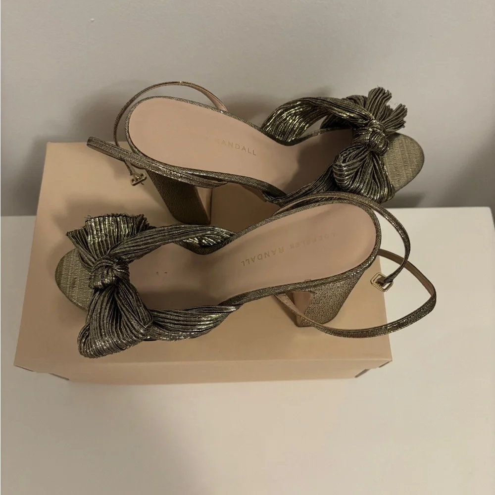 Loeffler Randall Gold Bow Heels - Picture 7 of 15